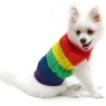 thumbnail image 4 of Abrigo de perro, suave, cálido, tejido de ganchillo, cachorro de invierno, ropa de abrigo de rayas de arco iris para perros pequeños medianos, tamaño rojo Xs Feliz Sencillez, 4 of 5
