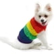 thumbnail image 5 of Abrigo para perros, chaleco de invierno para cachorros de ganchillo suave y cálido, ropa para exteriores, ropa a rayas de arcoíris para perros pequeños y medianos, talla roja M. Afortunado Sencillez, 5 of 5