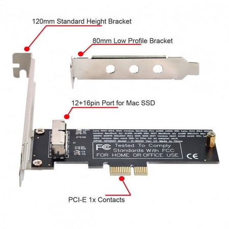 JSER PCI Express PCI-E 1X to 12+16Pin 2013-2017 Mac Pro Air SSD Convert Card for A1493 A1502 A1465 A1466