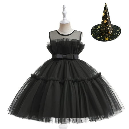 

BTJX Kids Girls Pageant Dress Party Child Gown Princess Tulle Dress Hat Set