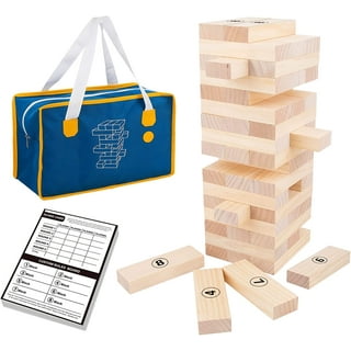 Wooden Stacking Blocks&Tumble Tower Game Classic Game 54 Pcs Jurnwey,Premium  Pine Wood,with Heavy-Duty Carry Bag Classic Wood Blocks Stack Outdoor Games  Floor Game for Kids and Adults 