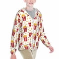 thumbnail image 2 of Cauagu Popcorn Print Sun Protection Jacket for Teen,Full-Zipper Long Sleeve Sun Shirts with Pockets UV Hoodie Shirts Outdoor Athletic Jacket-XX-Large, 2 of 7