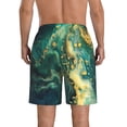 thumbnail image 3 of Kdxio Turquoise Golden Swirl Pattern Mens Casual Shorts - Drawstring Summer Beach Sports Shorts for Men, 3 of 5
