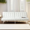 thumbnail image 6 of Naomi Home White Faux Leather Split Back Futon Sofa Bed, Foldable, Reclining, 68.5"L x 41.3"W x 31.5"H, 6 of 14