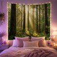 thumbnail image 2 of Evergreen Forest with Golden Sunbeams, Serene Digital Art for Nature Lovers, Woodland Home Decor, Housewarming Gift, Tapestry Wall Hanging for Bedroom and Living Room, 2 of 7