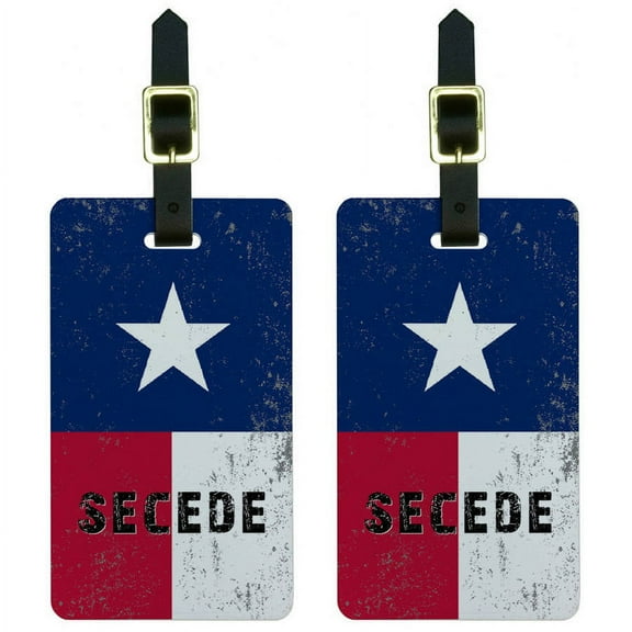 SECEDE Texas Flag Distressed Luggage Tags Suitcase Carry-On ID, Set of 2