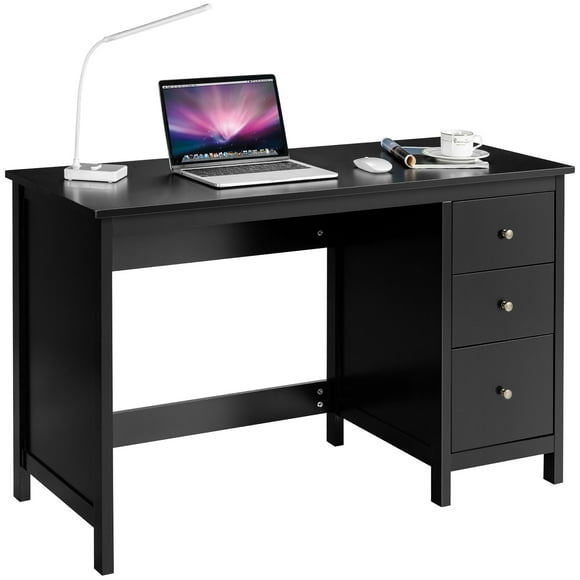 Costway Computer Desk Study Writing Desk Home Office Workstation with 3 Drawers Black