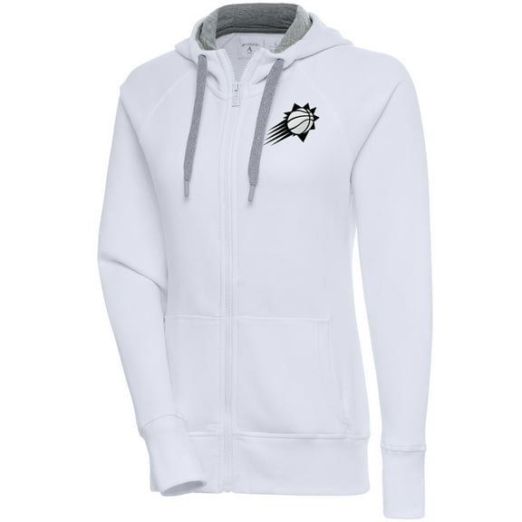 Women's Antigua White Phoenix Suns Brushed Metallic Victory Full-Zip Hoodie