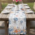 thumbnail image 4 of Jellyfish Coastal Table Runner 108 Inches, Summer Beach Coral Starfish Grey Wooden Bed Runner Dresser Scarves Tabletop for Indoor Outdoor Parties/Ceremony/Banquet, 13"x 108", 4 of 9