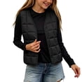 thumbnail image 4 of Riecok Kids Puffer Vest Sleeveless V Neck Button down Cropped Jackets Thermal Solid Warm Winter Outerwear Black 1-2T, 4 of 6