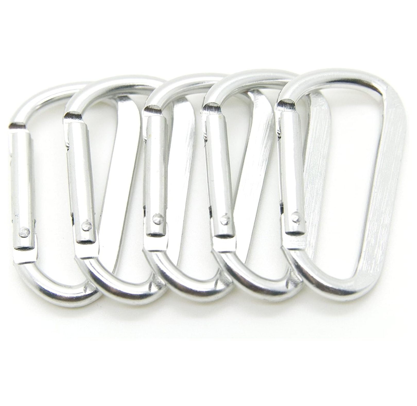 Carabiner Keychains 100 Pack - 2.25" Silver D-Ring Clips - Spring Loaded Aluminum Belt Hooks for Bags, Briefcases, Keys - Lightweight EDC Gear