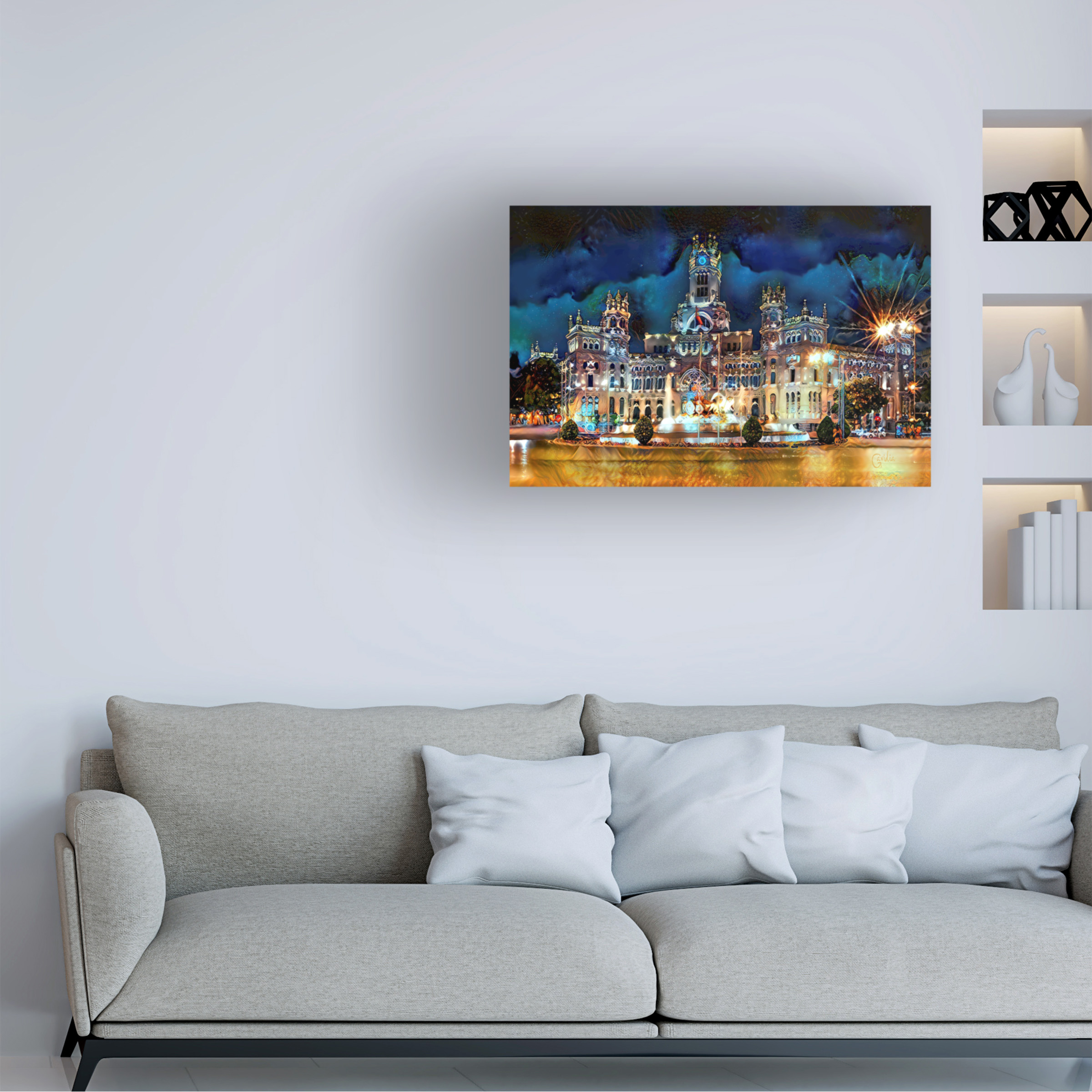 Canvas Wall Art - Pedro Gavidia 'Madrid Spain Cibeles Palace' Wall Art for Living Room, Bedroom, or Office Décor by Trademark Fine Art - 24 x 16 Inches