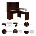 thumbnail image 3 of Pemberly Row 60W 3 Position L Shaped Sit to Stand Desk with Hutch in Cherry, 3 of 6