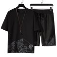 thumbnail image 1 of Camiseta de verano para hombres y pantalones cortos conjunto de dos piezas para deportes al aire libre y casual conjunto XXL negro, 1 of 10