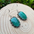 thumbnail image 5 of Pure 925 Sterling Silver Dangle Drop Earrings For Women, Genuine Malachite Green Gemstone Beautiful Handcrafted Earrings For Her, 5 of 5