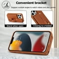 thumbnail image 5 of Dteck for iPhone 13 Pro Case 6.1 Inch Wallet with RFID Blocking Card Slots, Crossbody Leather Detachable Shoulder Strap Flip Case with Magnetic Clasp and Kickstand for Men Women,Brown, 5 of 8