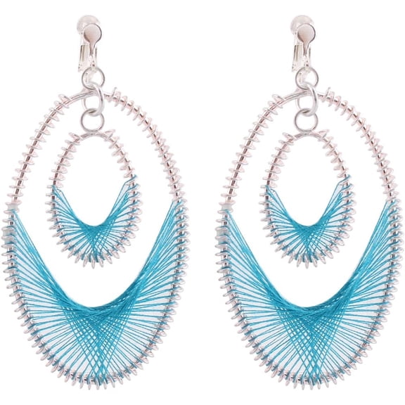 Silver Plated Handmade Line Clip on Earrings Without Piercing for Women Ear Clip (ear clip)