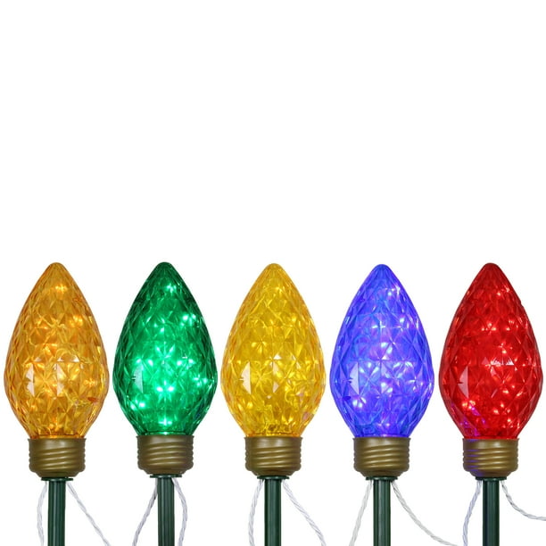 5ct MultiColor LED Jumbo C9 Bulb Christmas Pathway Marker Lawn Stakes