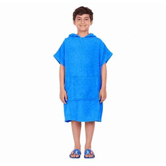 ALLEN & MATE 100% Cotton Kids Hooded Surf Poncho Changing Robe, Quick Absorbent Wearable Swim Towel Boys & Girls, 6-13 Years
