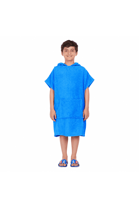 ALLEN & MATE 100% Cotton Kids Hooded Surf Poncho Changing Robe, Quick Absorbent Wearable Swim Towel Boys & Girls, 6-13 Years
