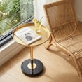 thumbnail image 6 of YWEN Adjustable Side Table, Small Tea Martini Table, Gold, Natural Marble Decorative Pedestal End Table for Display and Storage (Gold + Large), 6 of 9