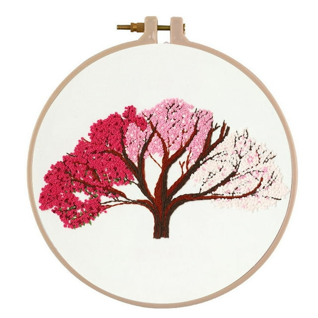 Kearding 1 pieza DIY bordado flor trabajo hecho a mano costura para principiantes Kit de punto de cruz cinta pintura bordado aro decoración del hogar Decoración Árbol de los sueños Kearding HA7381-05B
