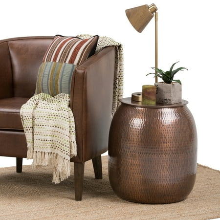 Wyndenhall Riva Metal Storage Accent Side End Table In Antique Copper