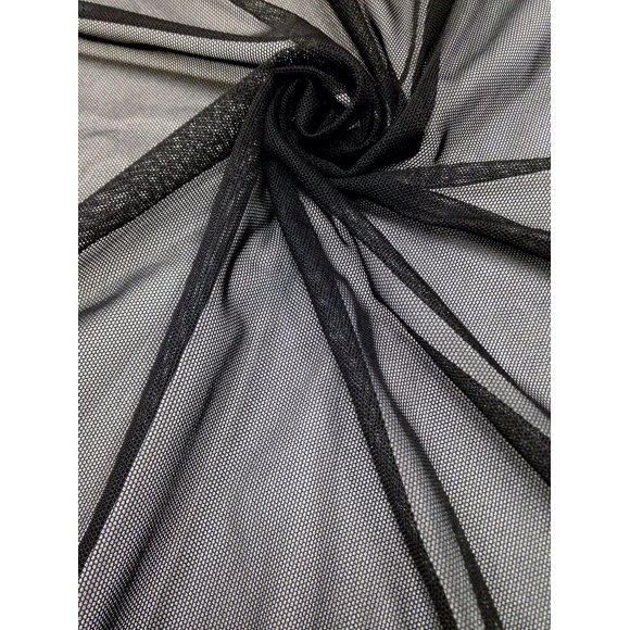Small Micro Hole See Through Stretch Nylon Spandex Mesh Power Net Fabric (Black)
