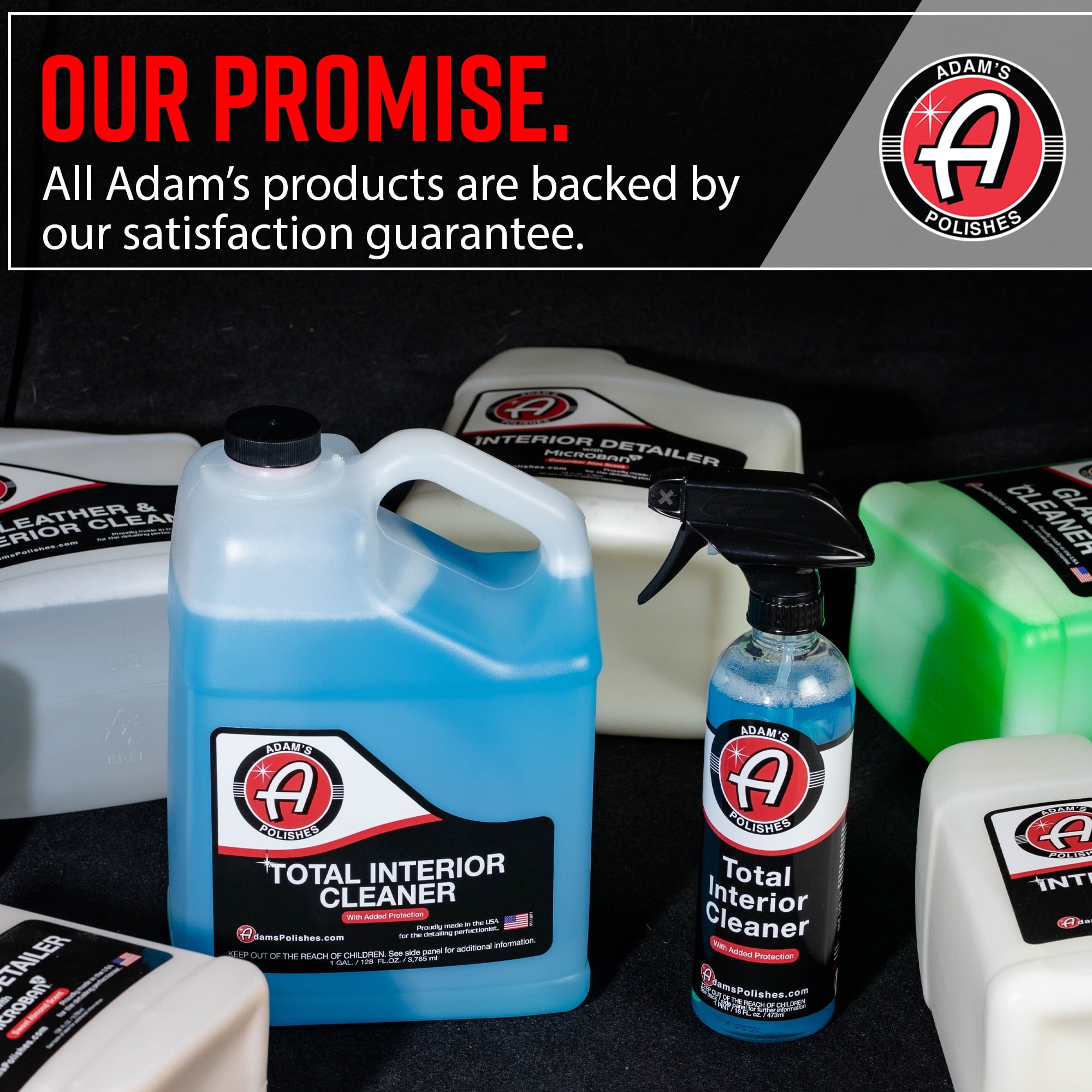  Adam's Polishes Total Interior Cleaner & Protectant (16oz),  Quick Detailer & SiO2 Protection, Ceramic Infused UV Protection,  Anti-Static, OEM Finish, For Leather, Vinyl, Plastics, Glass & More :  Automotive