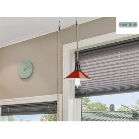 

Hanging Pendant Light with Plug in Cord - Industrial Ceiling Pendant Light Fixture with Hemp Rope for Kitchen Dining Room