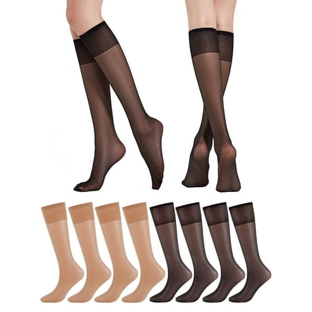 

Gustave 8 Pack Women s Sheer Knee Highs Stockings Elastic Silk Short Socks Female Everyday Knee High Socks One Size Black