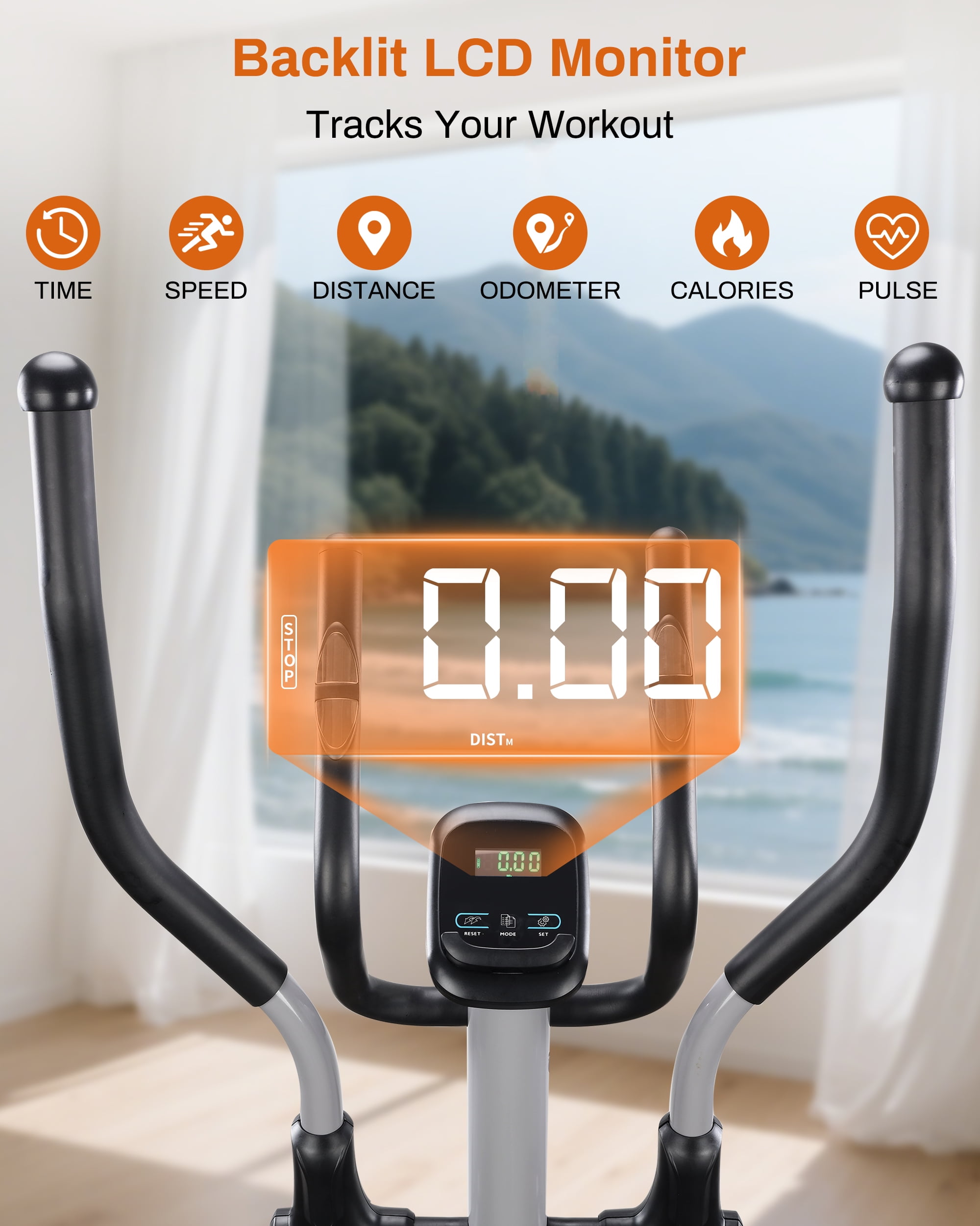 BORGUSI Elliptical Exercise Machine, Magnetic Elliptical Machine for Home, Hyper-Quiet Elliptical Training Machines 16 Resistance Levels, Pulse Sensor, LCD Monitor 400LB Weight Capacity