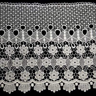 Lily 13" White or Black Large Floral Venice Lace DIY sewing notions by Yard