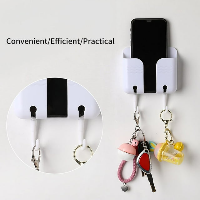 Hanging Holder Punch-free Multifunctional Reversed Charging Hole Wall Mounted Phone Storage Shelf for Home