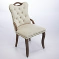 thumbnail image 4 of Velvet Dining Chair with Handmade Tufted Trim, Solid Wood Handles on Top and Sides, Vintage Copper Nail Decoration, Curved Solid Wood Legs, Elegant Overall Shape,Set of 2, 4 of 8