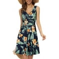 thumbnail image 2 of Womens Wrap V Neck Sleeveless Sundress Summer Flare Tank Dress with Pockets, 2 of 9