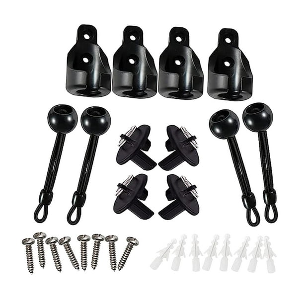 Juego de 16 cuerdas elásticas para de persianas y cortinas, accesorios de fijación, kit de cordón de base resistente al viento, piezas Negro