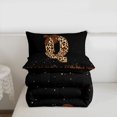 thumbnail image 5 of jejeloiu Leopard Bow tie Monogram Q Full Size Comforter Sets For Girls,Brown Sparkling Pattern Letter Design Bedding Sets,Black Reversible,3pcs, 5 of 7
