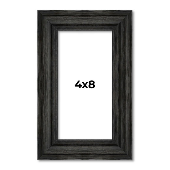 4x8 Black Rustic Wide Barnwood Picture Frame - UV Acrylic, Foam Board Backing, Hanging Hardware