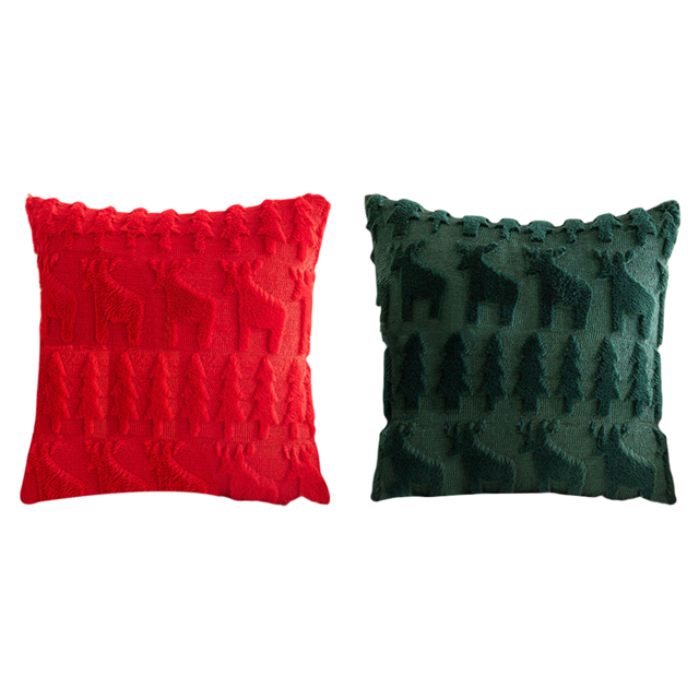 Fundas Almohada Navideñas Funda Decorativa Felpa Suave (reno) Color Rojo