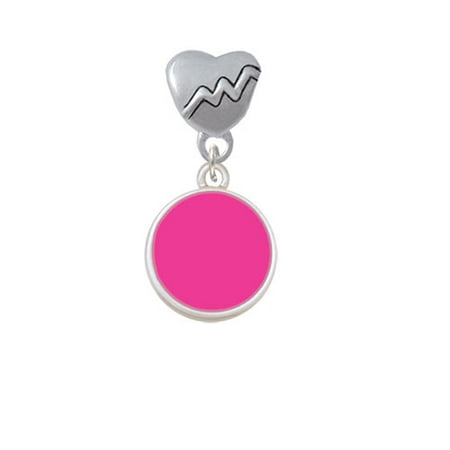 Small Hot Pink Enamel Disc - Heartbeat Charm Bead