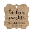 thumbnail image 1 of Darling Souvenir Personalized Fancy Frame Paper Tags Wedding Sparklers Let Love Sparkle Custom Hang Tags-Burlap-50 Tags, 1 of 1