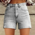 thumbnail image 2 of Prolriy Jean Shorts Womens, Womens Casual High Waist Denim Shorts Relaxed Fit Artretro Printed Floral Shorts with Pockets Womens Shorts Grey M, 2 of 5