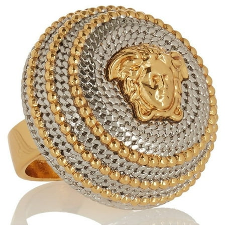 Head Rope - Womens Two Tone Rope Border Medusa Head Ring