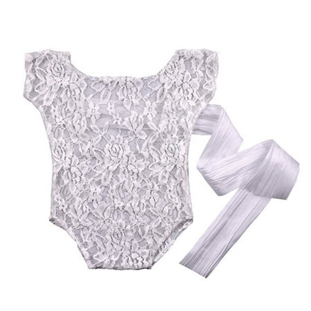 

Newborn Infant Baby Girls Photography Props Lace Bow Romper Princess Clothes CHMORA