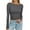 34# Dark Gray, variant on UoCefik Plain Long Sleeve Shirt Women Fashion Slim Fit Crop Top Trendy Boat Neck Tight T Shirts Cute Going Out Tops Basic Clothes Army Green L
