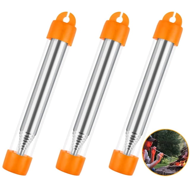 Tubo de fuego de fuelle de bolsillo de 3 piezas Tubo de fuego de supervivencia de bolsillo de acero inoxidable Herramienta de fuego de arranque de tubo telescópico para acampar Picnic Senderismo BBQ XianweiShao 1327533288736