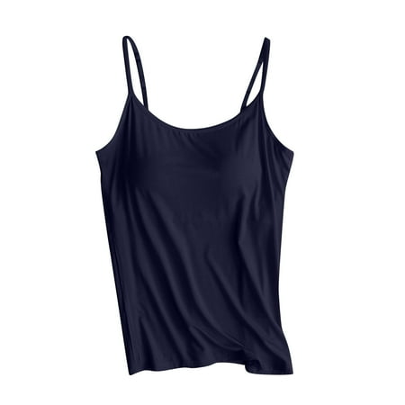 youzhen Tank Tops Plus Size Women s Solid Color Adjustable Slim Camisole Tank Top Without Steel Ring Underwear Yoga Sports Tank Tops  Size M Dark Blue
