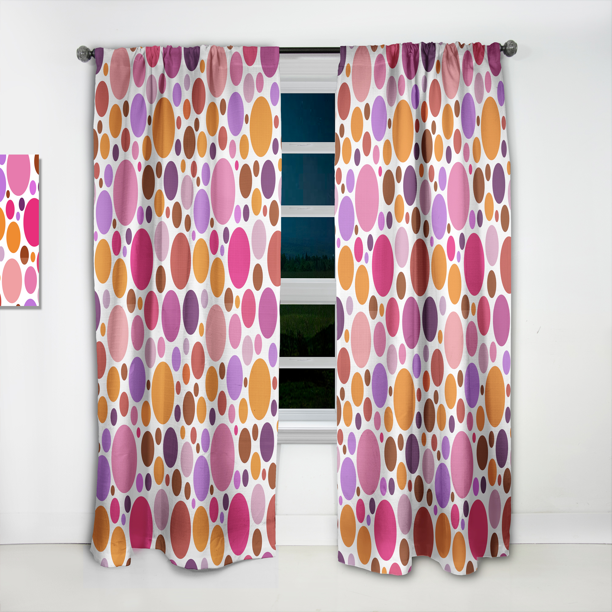 Designart 'Abstract Geometric Circular Retro Pattern II' Mid-Century Modern Curtain Panel