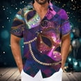 thumbnail image 5 of PNTUTB Carnival Men's Fashion Printed Casual Collar Short Sleeve Button Down Cardigan Relaxed Blouse, 5 of 6